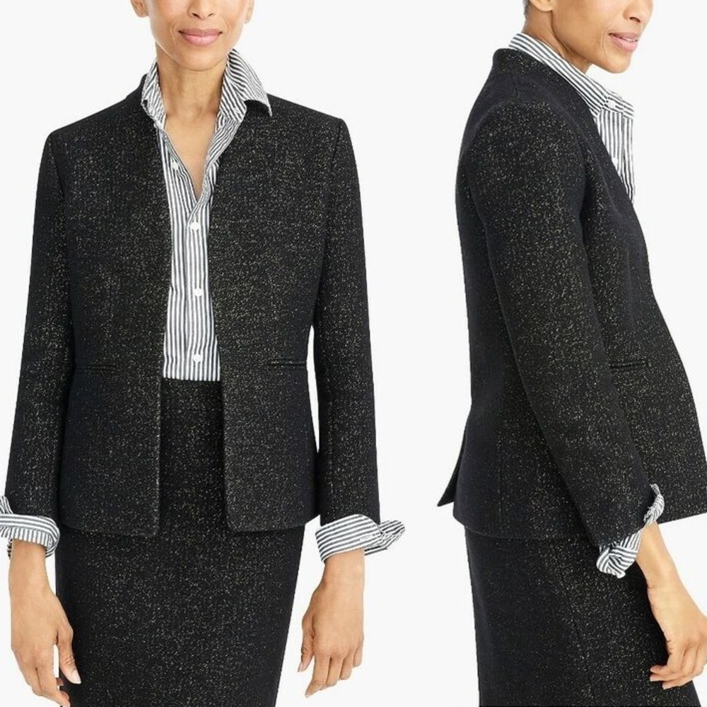 J.Crew Going Out Tinsel Tweed Blazer Black Lurex